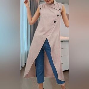 Unknown | Pink Asymmetrical Sleeveless Tunic Top, Size L